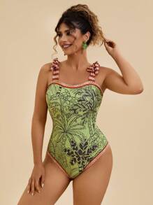 Travachic 加大码全身印花撞色系带连体泳衣 泳池派对装 收腹泳衣 拉丁美洲风格泳衣 美国独立日服装 海岛度假服装 女士蜜月服装 女士夏季沙滩装 女士度假服装 西部服饰 女士乡村音乐会服装 波西米亚风女装 狂欢服装 节日毕业服装 乡村节日服装 热带风情