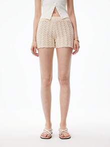 LYSMO Women's Knitted Pattern Vacation Home Shorts - Spring/Summer 2025 New Arrival - White - View 5