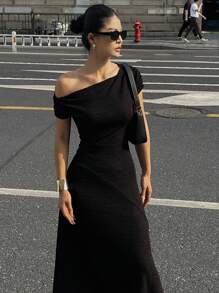 DAZY Asymmetrical Hem Midi Dress For Women