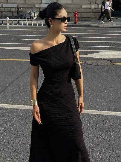 DAZY Asymmetrical Hem Midi Dress For Women Cocktail Dress