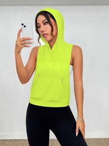 Core Rhythm Women's Sleeveless Print Hooded Sports Sweatshirt