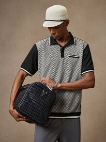 AKNOTIC Business Casual 男士提花“Old Money”高尔夫 Polo 衫，修身弹力短袖，时尚休闲装，适合日常、通勤、春夏季、度假、派对、婚礼、情侣装、男友礼物、沙滩装、父亲节礼物、学校