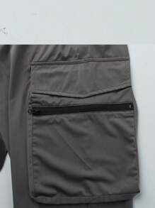Manfinity Homme Dark Grey Men's Drawstring Waist Skinny Jogger Pants,Solid Color Casual & Stylish Cargo Men Clothes,Autumn Streetwear Gym Joggers For Men - Dark Grey - View 8