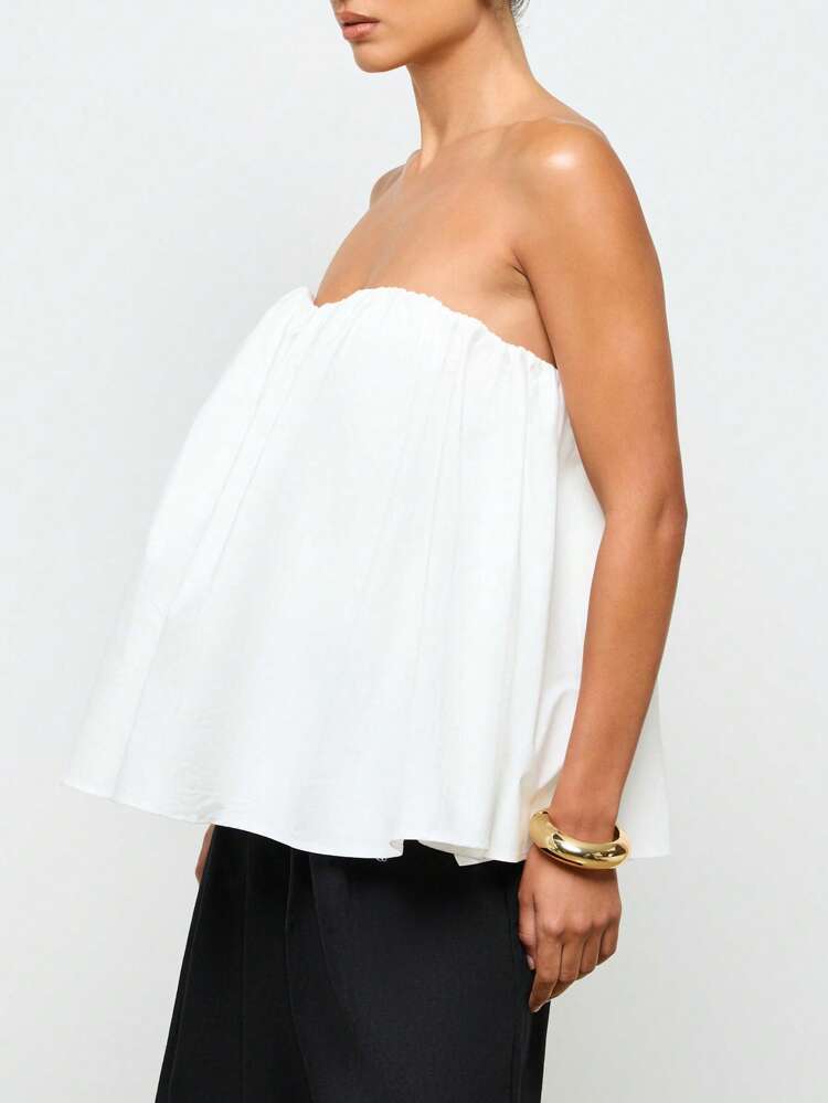 Volume Flared Strapless Bandeau Top