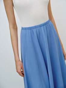 Lumivelle Women's Simple Solid Color A-Line Skirt, Summer Fall Cloth For Women