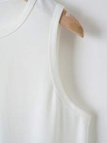 SHEIN Leap Crew Teen Boys' Casual Simple Sleeveless Tank Top, Suitable For Summer - White - View 4