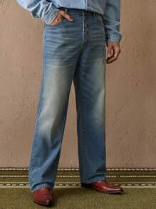 Manfinity NXTstreet Vintage Loose Fit Men's Denim Jeans, Fashionable Summer Pants - Blue - View 6
