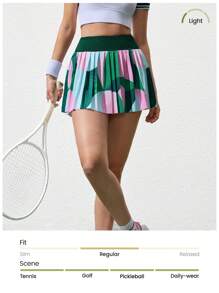 CourtClass Women's Colorful Tennis Pleated Skirt With Print