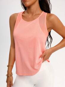 Easithlete Solid Color Sleeveless Sports Tank Top, Fashionable For Summer - Orange - View 2