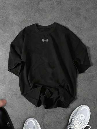 Manfinity Sport Corelite Herren grafik bedrucktes, locker geschnittenes Rundhals Sommer Sport T-Shirt, Trainingskleidung, Lauf-T-Shirts und Tanktops, atmungsaktiv