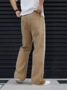 Manfinity Hypemode Jeans amples délavés avec poche inclinée pour homme grande taille - Kaki - Voir 2