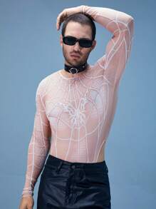 FeverCity Bộ đồ liền thân dài tay họa tiết bướm kỹ thuật số cho nam - Màu be - Xem 1