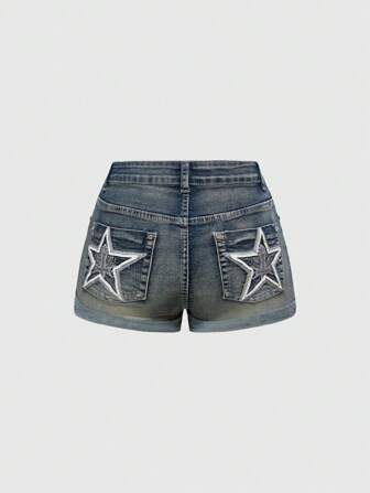 ROMWE Avant Shorts di jeans a vita bassa di stile Y2K chic da donna