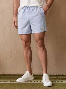 Manfinity BRENVOR Pantalones cortos rectos con cintura con cordón y rayas verticales tejidas casuales para hombres - Multicolor - Ver 5