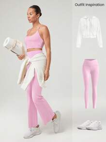 GLOWMODE FeatherFit™ Ready For Anything Round-Neck Crossover Thin Straps Active Tank Top Low Impact Yoga Pilates Studio Daily Casual Wear Removable Cups - Bubblegum Pink - View 7