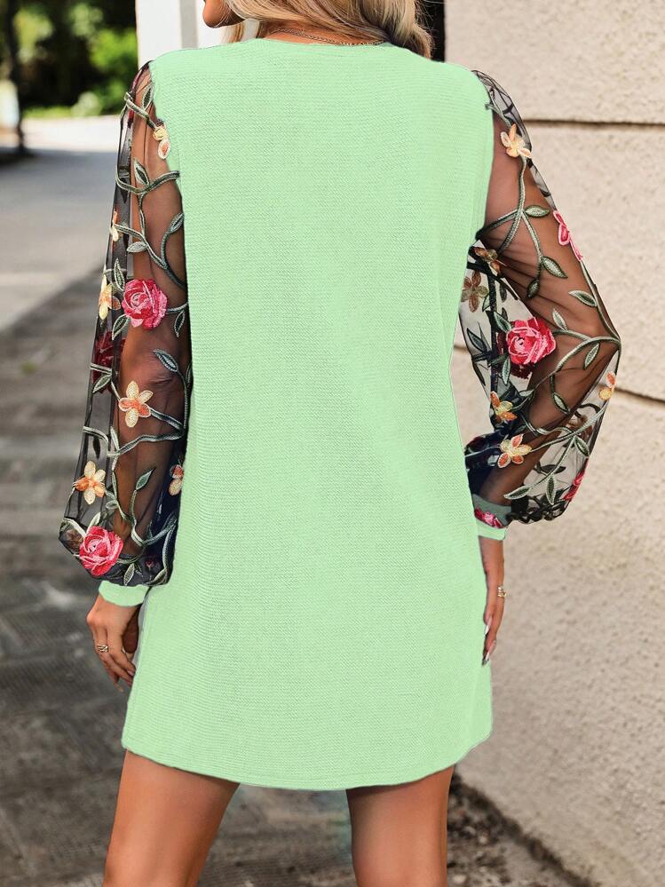 EMERY ROSE 1pc Women's Solid Color Summer Dress Fall Cloth For Women - Green - View 2
