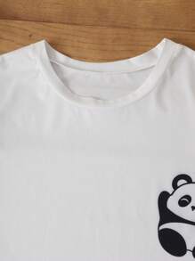 CoupledUp Conjunto de pijama de hombre con estampado lindo de panda, ropa de estar en casa