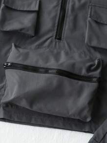 2pcs Set Young Boy Plain Hoodie And Shorts - Grey - View 5