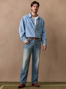 Manfinity NXTstreet Vintage Loose Fit Men's Denim Jeans, Fashionable Summer Pants - Blue - View 3