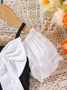 Mono con hombros descubiertos con diseño elegante de lazo 3D para niñas, mono profesional de nobleza - Negro - Ver 7