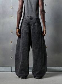 Quần Jeans Denim Dệt Phong Cách Đường Phố Cho Nam, Thời Trang Đường Phố - màu đen - Xem 3
