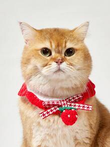 PETSIN Cute Red Strawberry Pet Knitted Scarf Bib, Adorable Pet Accessories Bandana
