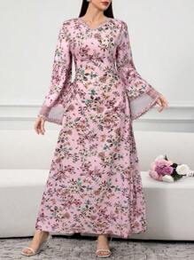Al Najma Ladies Turkish & Arabic Traditional Long Robe, Modest Kaftan - Pink - View 6