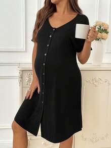 SHEIN 纯色短袖上衣，夏季时尚穿搭 - 黑色 - 查看 3