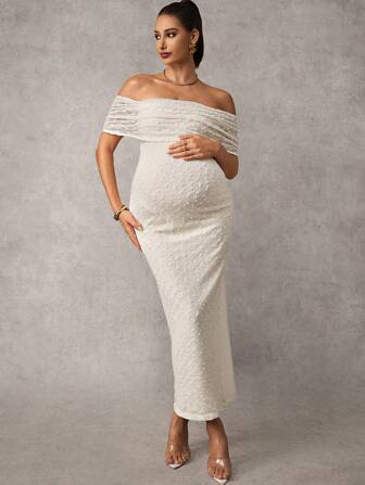 MaterniChic Elegantes Off-Shoulder Umstandssommerkleid