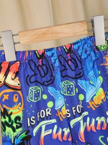 6 pièces/set T-shirt à manches courtes col rond ample avec short pour enfants garçons, style décontracté universitaire, motifs d'animaux de dessins animés confortables. Comprend 3 motifs différents, convient pour l'école, le jardin, la plage, les fêtes d'anniversaire au printemps, en été, en automne et en hiver. - Multicolore - Voir 8