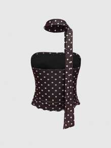 ROMWE J-Fashion 女士百褶抹胸上衣，全身印花，休闲简约