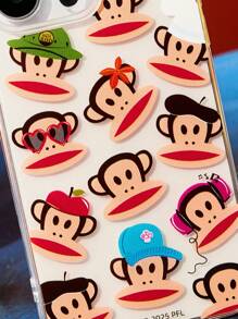 Paul Frank X SHEIN Monkey Print Durable And Fashionable Fun Mobile Phone Case, Summer Island Protective Case, Compatible With IPhone 11- 17 Pro Max - Clear - View 7