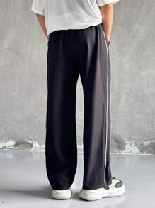 SHEIN Leap Crew 2pcs Tween Boy Clothing Set: Casual Sports Chic Minimalist Practical Soft Comfortable Straight Pants With Decorative Draw Cords And Waist Cords, Suitable For Daily Wear, School, Outings, Sports, All Seasons - Multicolor - View 3