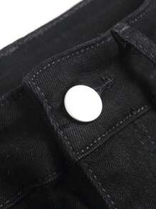 Manfinity Homme Men's Rhinestone Decor Zipper Pocket Skinny Fit Jeans Men Rhinestone Jeans Urban Hang Out Street Workout