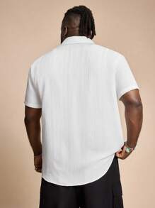 EASEVO Men Plus Size Woven Casual Short Sleeve White Shirt