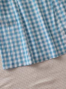 新款女式格纹可爱束腰无袖连衣裤连衣裙