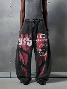 Quần Jeans Denim Dệt Phong Cách Đường Phố Cho Nam, Thời Trang Đường Phố - màu đen - Xem 2