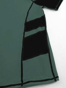 Manfinity Men's Summer Beach Surfing Contrast Sleeve T-Shirt, Hawaiian - Army Green - View 5