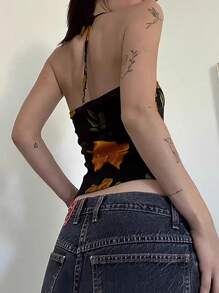 SHEIN EZwear 女士无袖露背简约时尚背心，适合夏季