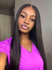 Transparent Lace Straight 13 X 4 Lace Front Wig 150%Density Human Hair Wigs Long Straight Natural Black High Temperature Remy Hair - SNatural - View 2