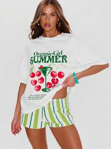 MUSERA Women T-Shirts Organic Girl Summer Graphic Tee Oversized Airport Outfits Holiday Summer Graphic Tees Fall Back To School