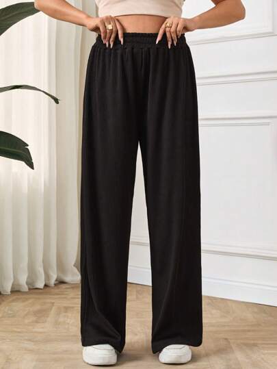 EURMUSE Pantaloni flexibili pentru femei cu picioare late, casual, confortabili