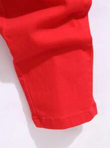 Manfinity Homme Jeans de mezclilla casuales de todos los días de color liso con bolsillo oblicuo para hombre de talla grande - Rojo - Ver 6