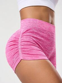 SHEIN Sports Seamless Women High Waist Ruched Tight Fit Yoga Shorts