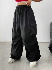 SHEIN Tall CURVE Plus Size Casual Cargo Pants, Fashionable & Suitable For Summer Fall Cloth For Women