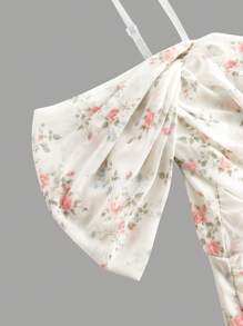 SHEIN MOD Vestido elegante con estampado floral suave y mangas de mariposa sin tirantes - Multicolor - Ver 3