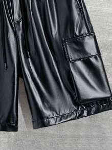 Manfinity EMRG Shorts casuales con bolsillos cargo y cordón en la cintura de Manfinity Streetrush para hombres, shorts de estilo urbano y hip-hop, regalos para novio
