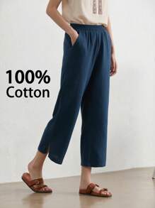 EMERY ROSE Pantaloni lunghi di colore unito alla moda da donna, adatti per l'estate