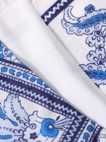 DAZY Gonna midi elegante da donna con motivo in porcellana blu e bianca, stile boho estivo - Blu - Visualizzare 6