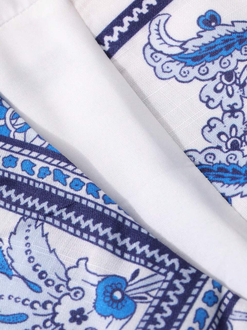 Blue And White Porcelain Pattern Elegant Midi Length Skirt For Women, Summer Boho Vacation Outfits Women
